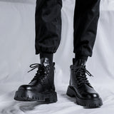 Zingj Boots Men's New Casual British Fashion Top Black Motorcycle Boot