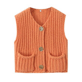 Autumn Street Shirt Fashion Cute Crochet Wool Vest Knitted Thick Knitted Vest Women's