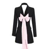 Suit Spring 2025 New Two Button Sexy Splicing Bow Tie With Personality Women's