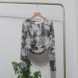 Design With A Thin-Dyed Sexy Mesh Long-Sleeved Sunscreen T-Shirt With A Short Top