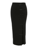 Vintage Buttoned Split Midi Skirt- Outfit