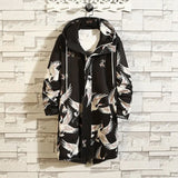 Chinese style windbreaker men's long thick trendy kimono jacket casual loose floating robe windbreaker