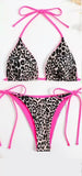 2025 New Women's Split Leopard Print Sexy Bareback Double-Sided Bikini Swimsuit Women's