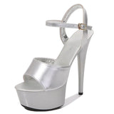Zingj Artifact Model High Heels Thin Heel Sexy Black Waterproof Table 15Cm Hate Day Superb High Heel Sandals Female