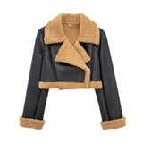 New Autumn And Winter Double-Sided Locomotive Jacket Jacket Women's Short-Colored Zipper
