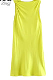 Knotted Satin Dress Woman Sleeveless Short Dresses For Women Ruched Summer Mini Dress 2023 Elegant Chic Women