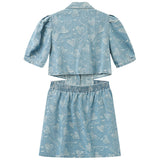 Clothing Denim Dress Polo Collar Button Puff Short Sleeve Dew Waist Casual Fashion High Waist Short Skirt Ladies