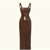 Brown Sequin Strap Sleeveless Maxi Dress- Outfit