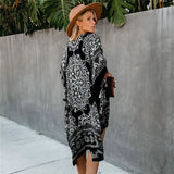 Print Dress Chiffon Tunic Plus Size Long Kimono Tunic Lady Loose Dresses 2022 Summer Clothes For Women Beach Dress