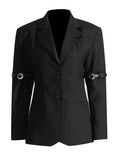 Small Suit 2025 Autumn New Suit Collar Long Sleeve Folding Sleeve Belt Buckle Design Sense Coat