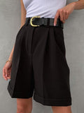 Women High Waist Pocket Zipper Cotton Casual Women's Summer Shorts Loose Fashion Suits with Shorts Solid Women's