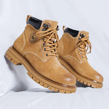 Zingj Men's Boots 2023 New Yellow Boobritish Vintage Outdoor Plush Martens