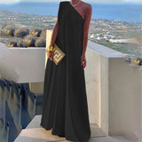 Spot In 2025 Spring New Women's Fashion Single Shoulder Sleeveless Banquet Dress Long
