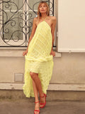 Halter Neck Ruched Midi Dress-Outfit