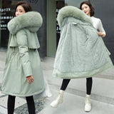 2024 Winter New Women's Cotton-Padded Clothes In The Long Big Hair Collar And Wool Cotton-Padded Jacket Down Cotton-Padded Jacket Cotton-Padded Jacket Coat-Outfit