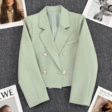 Zingj Jade Green Suit Jacket Female Autumn 2024 New Small Person Temperament Casual Versatile Small Suit