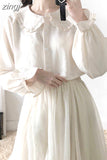 Button Up Shirt Women Lolita Blouse Ladies Doll Collar Long Sleeve Japanese Soft Girl Loose Jk Autumn Chemise