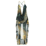 Summer New Women's Deep V Sexy Bare Waist Vest High-Waist Irregular Skirt Suit