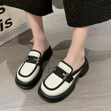 Bag Head Half Slippers Women 2025 Autumn New Round Head Thick Soles To Wear Cold