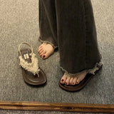 Sandals Women 2025 Summer New Fashion Retro Flat Bottom Beach Shoes