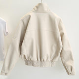 Harajuku Faux Leather jacket Batwing Sleeve Loose Biker Coat Casual Autumn Women PU Outwear Punk Bomber