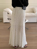 Zingj Chic Summer French Age Reduction High Waist Versatile Show Thin Fold Design Color Wave Dot Skirt Skirt