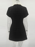 Tweed Solid Beaded Seam Mini Dress- Outfit