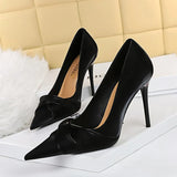 Zingj Korean Version Elegant Banquet Heels Slim Mouth Pointed Bow Women's Single