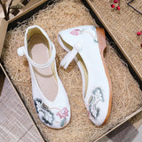 Zingj Women's Embroidered Shoes Single Shoes Flower Cloth Shoes Women's Cheongsam Shoes With Buckle White Red Black Shoes