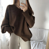 Zingj Lazy Wind V-Neck Sweater Women Look Loose And Thin, Wearing Knitted Bottomed Sweaters
