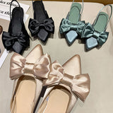 Women's Shoes 2025 Summer New European Silk Bow Tip Simple Two-Wear Side Heel New Trend