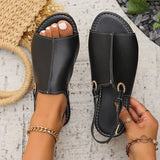 Toe Buckle Large-Size Sandals Women Metal Buckle Type Fish Mouth Beach Cold