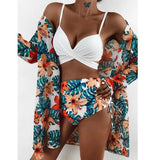 Sexy Bikinis And Cover Set Women Swimsuit Printed Swimwear High Waist Summer Bathing Suit Beachwear Biquini