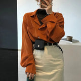 Autumn Long Sleeve Blouse Shirts Vintage Loose Female Casual Streetwear Lady Korean
