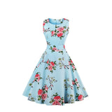 Green Christmas Pleated Party Dress Retro Vintage Tree Print Sleeveless Elegant Cotton Women Rockabiily Jurken With