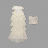 Corset Chiffon Frill Tiered Maxi Dress-Outfit