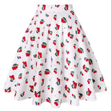 Women Midi Pleated Skirts Vintage 50s 60s Flower Printed Summer Ball Gown High Waist Audrey Hepburn Retro Swing Skater