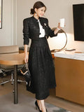Sister Fan's New Two-Piece Korean Version Of The Famous Woman Temperament Hairy Short Coat + Waist Swing Skirt Hepburn