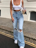 Distressed High Waist Ripped Jeans-Outfit