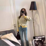 High-Grade Feeling Color Soft Round Collar Long-Sleeved Sweater 2024 Spring Style New Retro Lazy