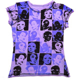 Vintage Crop Top Y2K Aesthetic Face Portrait Graphic T-shirt Harajuku Tie Dye Women Summer Sweats Tee Gothic