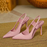 Pink High Heels Women's 2025 New Pointed French Fine Heel Muller Shoes Casual Wear Head Head