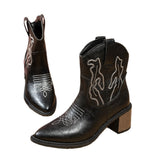Embroidery Side And V Mouth Western Cowboy Fashion Boots 2025 New Pointed Leather