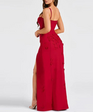 Strap 3D Flower Midi Dress- Outfit