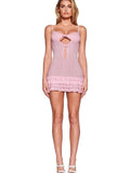 Pink Ruffles Cut Out Cami Mini Dress- Outfit