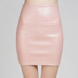Skirts Women Pencil Skirt Pu Leather High Waist Party Female Sexy Short Woman Bodycon Saias Feminina 20 Candy Colors