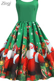 Summer Vintage Dress Women Spaghetti Strap Floral Print High Waist Elegant Sleeveless A-Line Party Midi Dress Robe