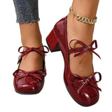 Bow Mary Jane Single Shoes 2025 New Spring Coarse Temperament With Skirt Small Leather