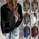 Zingj And Winter New Stripe Casual Hoodie Loose Knit Sweater Zipper Cardigan Long Sleeve Hooded Sweater Woman-Outfit