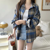 Vintage Plaid Print Long Sleeve BlouseOutfit